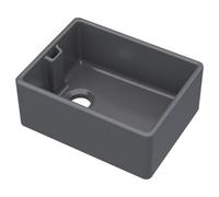 Gravahaus 595X455mm Soft Black Fireclay 1 Bowl Belfast Sink Offset Waste