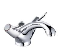 GravaHaus Bathroom Two Lever Mixer Taps With Abs Pop Up Waste Chrome Basin Sink Modern