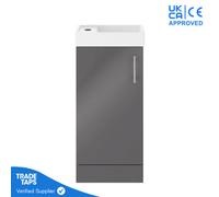 GravaHaus Grey Gloss Floor Standing Vanity Unit 400mm With No Tap