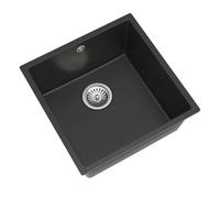 GravaHaus Matt Black 1.0 Single Bowl Kitchen Sink & Chrome Waste - 440X440mm