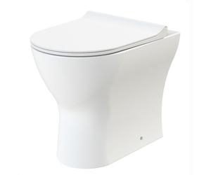 GravaHaus Rimless D Shape Back To Wall Toilet Pan With Soft Close Slimline Seat
