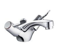 GravaHaus Two Handle Lever Basin Mixer With Abs Pop Up Wate Chrome Round Modern Bathroom