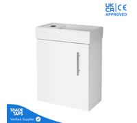 GravaHaus White Gloss Wall Hung Vanity Unit 400mm With No Tap