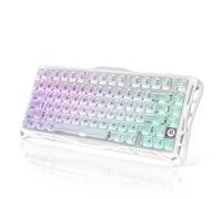 GravaStar Mercury K1 Lite 75% Gaming Keyboard, 2.4GHz/BT/Wired Tri-Mode Wireless Keyboard, Gasket Hot Swappable Mechanical Keyboard, Pre-lubed Linear Switches, RGB Backlit - Crystal Aurora
