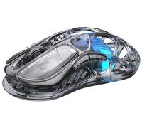 GravaStar Mercury M2 Wireless Gaming Mouse with 26,000 DPI, PAW3395DM Sensor -79g Lightweight Hollowed-Out Design -5 Programmable Buttons -5 Dynamic Lightsync RGB - Stealth Black (Transparent Black)