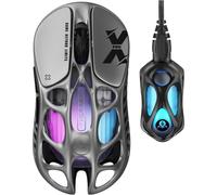 GravaStar Mercury X Pro 49g Wireless Gaming Mouse, 8K Dongle, 32,000 DPI PAW 3950 Sensor, 8000Hz Polling Rate, Magnesium Alloy, Hollow Design, RGB Lighting, 5 Programmable Buttons - Silver