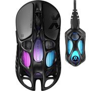 GravaStar Mercury X Pro 49g Wireless Gaming Mouse, 8K Dongle, 32000DPI PAW 3950 Sensor, 8000Hz Polling Rate, Magnesium Alloy, Hollow Design, RGB Lighting, 5 Programmable Buttons - Black