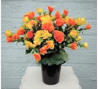 Grave Crem Pot Artificial Arrangement Yellow Apricot Carnations for Graveside Cemetery Crematorium Memorial Vase Insert Gift for Mother's Day Birthday