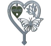 Grave Decorations for Cemetery Memorial Plaques for Outdoors For Loss of Husband Graveside Metal Stick Garden Ornaments Marker Husband Tribute Remembrance Gifts Heart Love Shape Decorative