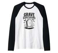 Grave Expectations Halloween Tombstone for Spooky Fun Raglan Baseball Tee