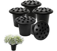 Grave Flower Holders with Lid Pack of 5 Black, Memorial Vases for Graves Strong Plastic Grave Flower Pots Insert in Grave-side, Grave Vase for Grave Decorations