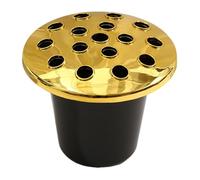 Grave Flower Pots with Lid and Spike, Plastic Cemetery Flower Holders for Graveside, Memorial Vases for Flowers, Reusable Grave Vases for Grave Decorations and Headstones (Golden)