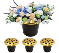 Grave Flower Pots with Lid Pack of 4 Grave Flower Holders in Graveside Strong Gold Plastic Pot Insert Liner Floral Holders Containers Memorial Vases for Cemetery Decorations (5.5 X 3.9 In)