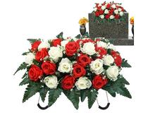 Grave Flower Saddle - Artificial Rose Cemetery Decoration, Outdoor Gravestone Arrangement Holder, Effortless Memorial Floral Saddle | Mother’s Day Father’s Day Tribut Garden Grave Site Display Use