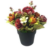 Grave Flowers Artificial Flowers 7 Inch Height Artificial Rose Flowers in Pots Realistic Silk Rose Flowers with Green Leaf for Insdoor Decorations Coffee