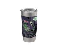 Grave Invaders Funny Halloween Skeleton Skulls Arcade Gamers Stainless Steel Insulated Tumbler