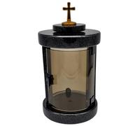 Grave Lantern Cemetery Weatherproof - Handmade Granite Grave Lamp (6 kg), 30 x 16 x 16 cm, for Candles up to Diameter 8 cm & 16 cm. Black, Grey, Red, With or without Memorial Side (Black without
