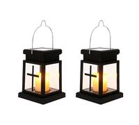 Grave Lantern Cemetery Weatherproof Outdoor Solar Lantern for Outdoor Garden Grave Grave Lamp for Urn Grave Black Grave Lanterns with LED Candles, Lantern Small Candle Lantern Gift for Mourning (C*2)