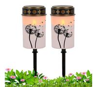 Grave Lights for Cemetery, Cemetery Lamp for Grave,Flameless Tea Lamp Set of 2 - Water Resistant LED Backlight Lighting for Garden Cemetery
