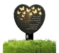Grave Marker for the Cemetery, Heart-Shaped Peg Sign for Condolence, Temporary Grave Marker with Two-Dimensional Hollow Butterfly Design, for Pet Loss, Grief, Garden Decoration