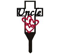 Grave Marker Iron Heartfelt Memorial Cross Design Grave Decorations with Stake Symbolic Cemetery Sign for Uncle Human, 12x6 Inch.