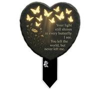 Grave Marking - Metal Heart Keepsake Holder, Butterfly Hollow Design, Cemetery Garden, Outdoor Remembrance Decor | Heartes Memorials Stakes