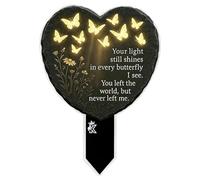 Grave Ornaments - Weatherproof Memorial Plaques for Graves - Durable Heart Shaped Cemetery Ornaments & Grave Decorations - Ornamental Memorial Stones for Graves & Memorial Garden