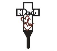 Grave-Site Appropriate Heart-Shaped Metal Plaque for Mom Emphasizing Respectful For Remembrance and Integrity (Red heart dad)