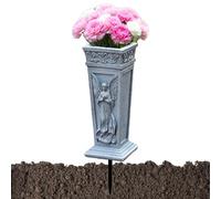 Grave Vase For Grave - Resin Angel Sculpture Resistant To All Weather Conditions - Flower Holding Instrument On Tombstone - For Friends Of Mom Dad Relatives To Use Cemetery And Tombstone