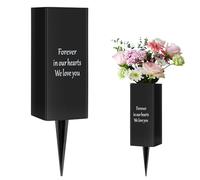Grave Vases Metal Cemetery Flower Holder with Spikes for Artificial Memorial Flowers Funeral Gravesite Headstone Decorations (1pc, Black), Flowers are not included