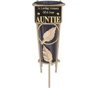 Grave Vases with Spike Grave Ornaments - Memorial Plaques/Black Vases Flower Holders with Personalised Quotes; Metal Spikes Grave Decorations in Loving Memory of your Loved Ones (Auntie)