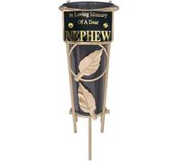 Grave Vases with Spike Grave Ornaments - Memorial Plaques/Black Vases Flower Holders with Personalised Quotes; Metal Spikes Grave Decorations in Loving Memory of your Loved Ones (Nephew)