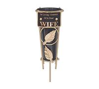 Grave Vases with Spike Grave Ornaments - Memorial Plaques/Black Vases Flower Holders with Personalised Quotes; Metal Spikes Grave Decorations in Loving Memory of your Loved Ones (Wife)