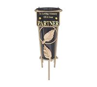 Grave Vases with Spike Grave Ornaments - Memorial Plaques/Black Vases Flower Holders with Personalised Quotes; Metal Spikes Grave Decorations in Loving Memory of your Loved Ones (Partner)