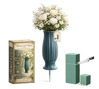 Grave Vases with Spike, Removable Spike & Drainage Hole with Floral Foam, All-Weather Durable Cemetery Vase for Headstones Memorial Gifts, Gravestone Garden Yard Decor, Plastic, Sea Blue (1 Pcs)