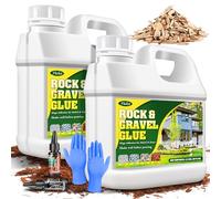 Gravel Glue With Dye - 2L Adhesive Fast-Drying Waterproof, Landscaping Mulch Glue, Gravel Binder & Pea Gravel Stabilizer for Garden, Yard, Patio, for Rocks, Mulch, Pebbles & Pine Straw