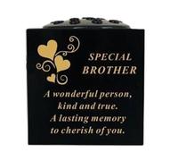 Graveside Memorial Black & Gold Bowl - Weatherproof Grave Flower Container with Removable Lid - Elegant Cemetery Tribute Vase-Remembrance Ornament, Sympathy Gift for Loved One with Hearts - Brother