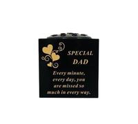 Graveside Memorial Black & Gold Bowl - Weatherproof Grave Flower Container with Removable Lid - Elegant Cemetery Tribute Vase-Remembrance Ornament, Sympathy Gift for Loved One with Hearts - Dad