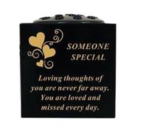 Graveside Memorial Black & Gold Bowl - Weatherproof Grave Flower Container with Removable Lid - Elegant Cemetery Tribute Vase-Remembrance Ornament, Sympathy Gift for Loved One with Hearts -S- Special