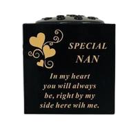 Graveside Memorial Black & Gold Bowl - Weatherproof Grave Flower Container with Removable Lid - Elegant Cemetery Tribute Vase-Remembrance Ornament, Sympathy Gift for Loved One with Hearts - Nan