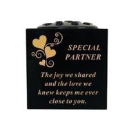 Graveside Memorial Black & Gold Bowl - Weatherproof Grave Flower Container with Removable Lid - Elegant Cemetery Tribute Vase-Remembrance Ornament, Sympathy Gift for Loved One with Hearts - Partner