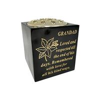 Graveside Memorial Black Rose Bowl with Gold Wording - Weatherproof Cemetery Flower Vase with Removable Lid - Remembrance Tribute Ornament - Sympathy Memorial Gift for Loved One (Lily, Grandad)