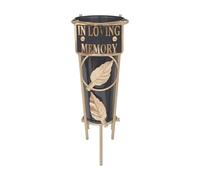 Graveside Memorial Flower Holder Vase - Durable Metal Spike Grave Decoration | Elegant Tribute for Loved Ones, Durable Cemetery Ornament for Flowers & Loving Remembrance - Black (In Loving Memory)
