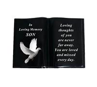 Graveside Memorial Open Book Ornament - Black with Dove - Son 9092