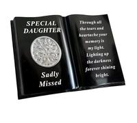Graveside Memorial Open Book Ornament Black with Silver Tree of Life - Daughter 5224