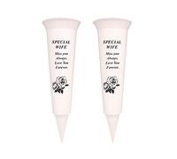 Graveside Memorial Vases/Flower Holders Ornament (2 Spikes/Package), Engraved with a Funeral Verse | A Personalized Plastic Spike Grave Decoration Ornament for your Loved Ones (Special wife)