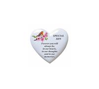 Graveside Plaque Memorial Special Son White Heart & Robin Ornament