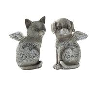 Gravestone Pet Memorial, Weather-Resistant, Cat Angel Memorial Stone, Grave Marker, Classic Engraved-Style Appearance, for Indoor Outdoor Display, Garden, Balcony, Yard