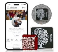 Gravestone QR Code Sign with Keychain - Scannable QR Code Memorial Plaque for Headstones & Grave Markers - Cemetery Tribute Tag - Weatherproof Aluminum Gravestone Medallion - No Subscription