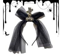 Gravestones Headband with Veil, Halloween Day of the Dead Headband, Gothic Horror Hair Hoop for Halloween Party Cosplay